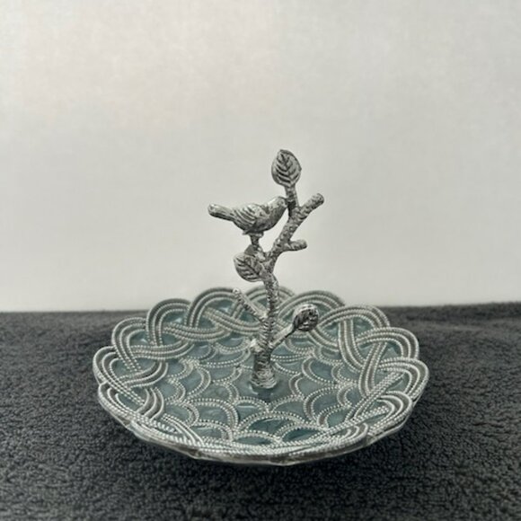 Cynthia Rowley Metal and Enamel Ring Holder Dish, Bird on Branch - Picture 3 of 5